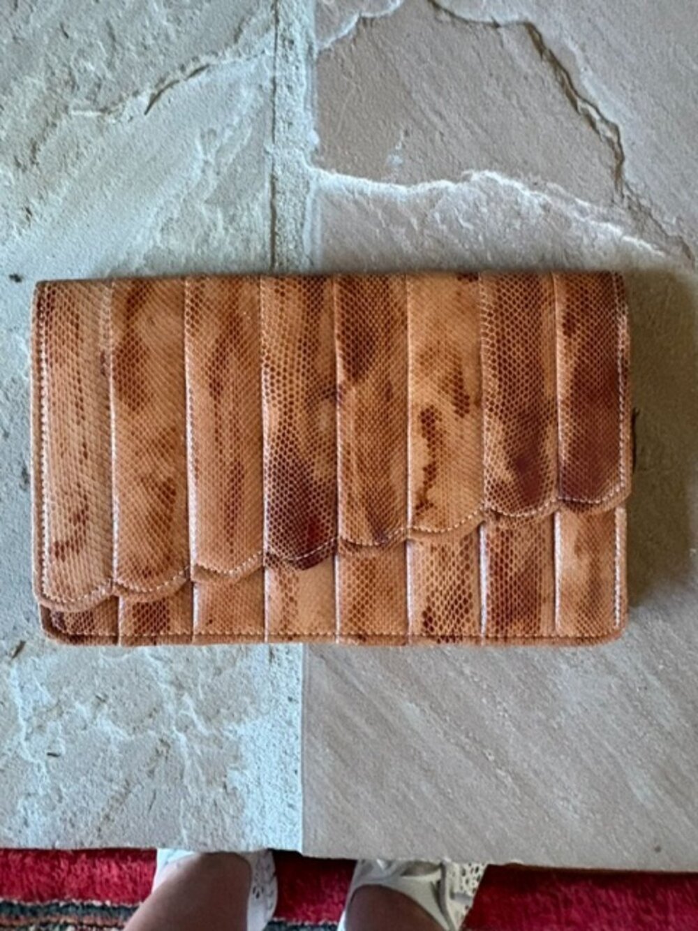 New Old Stock Bertocco for Fiammante Genuine Snakeskin Neutral Clutch Bag Purse